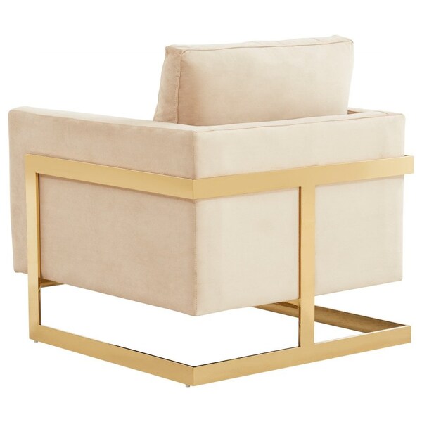 Leisuremod Lincoln Velvet Accent Armchair with Gold Frame, Beige - LA31BG