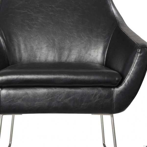 Homeroots Black Chair with Brushed Steel Legs33 x 30.5 x 37 in. - 372982
