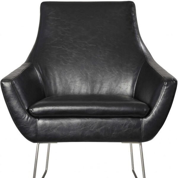 Homeroots Black Chair with Brushed Steel Legs33 x 30.5 x 37 in. - 372982