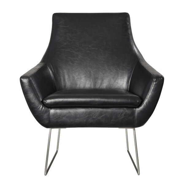Homeroots Black Chair with Brushed Steel Legs33 x 30.5 x 37 in. - 372982