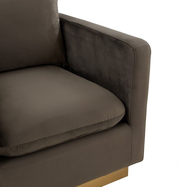Leisuremod Nervo Velvet Accent Armchair with Gold Frame, Dark Grey - NS32DGR