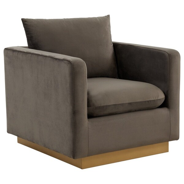 Leisuremod Nervo Velvet Accent Armchair with Gold Frame, Dark Grey - NS32DGR