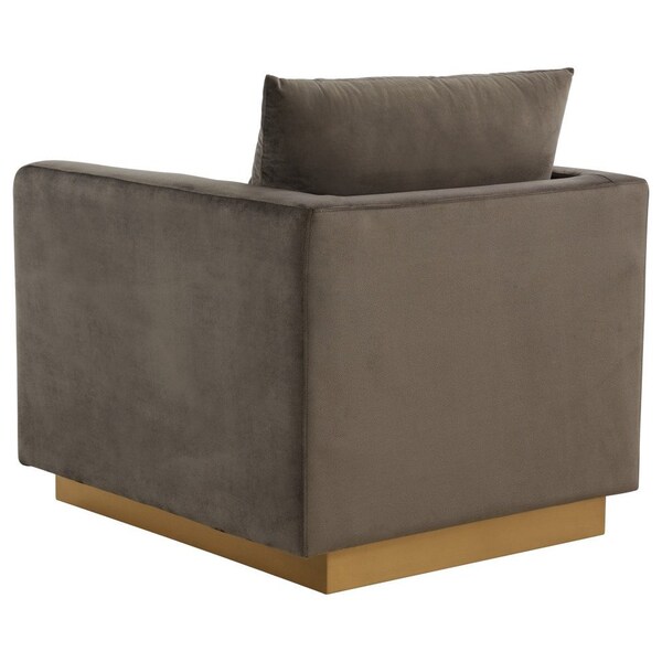Leisuremod Nervo Velvet Accent Armchair with Gold Frame, Dark Grey - NS32DGR