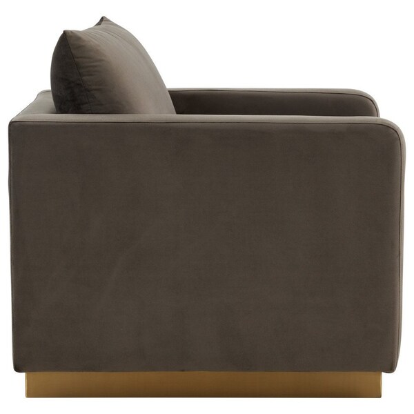 Leisuremod Nervo Velvet Accent Armchair with Gold Frame, Dark Grey - NS32DGR