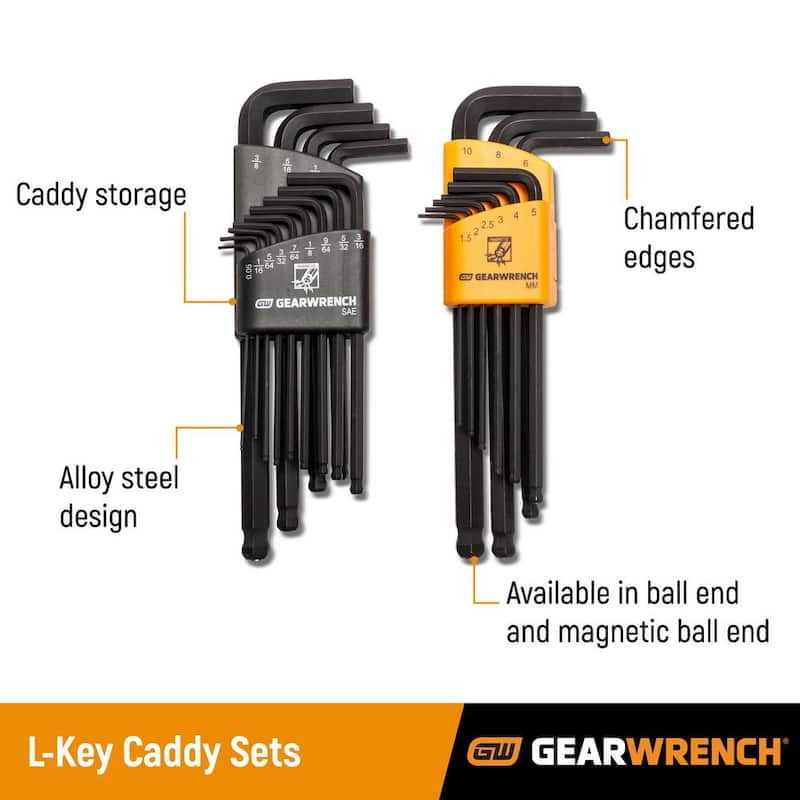 Juego de llaves hexagonales largas Torx de GEARWRENCH con caddy (9 piezas) - 83522