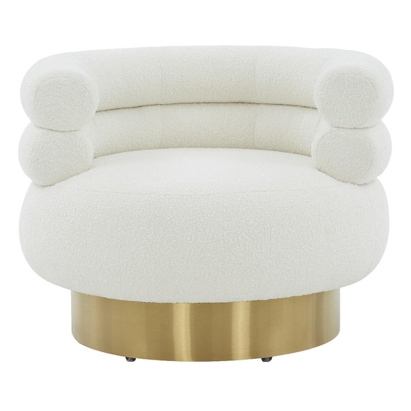 Safavieh 33.1 x 33.1 x 25.6 in. Wendell Swivel Chair, Ivory & Gold - SFV4802A