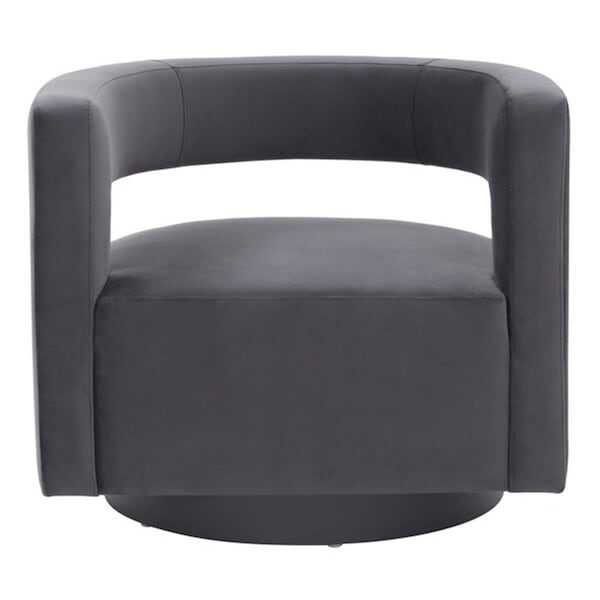 Safavieh Edgar Velvet Swivel Chair, Dark Grey & Black - SFV4764C
