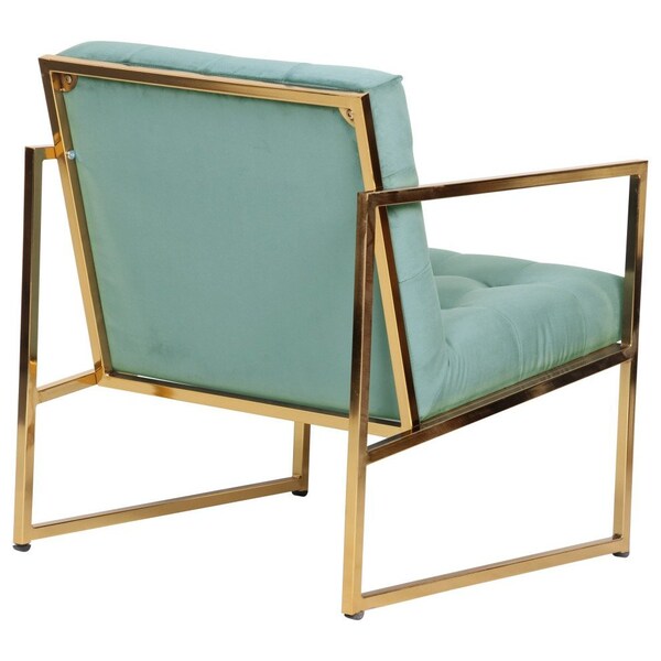 Leisuremod Lexington Tufted Velvet Accent Armchair with Gold Frame, Turquoise - LA18BU