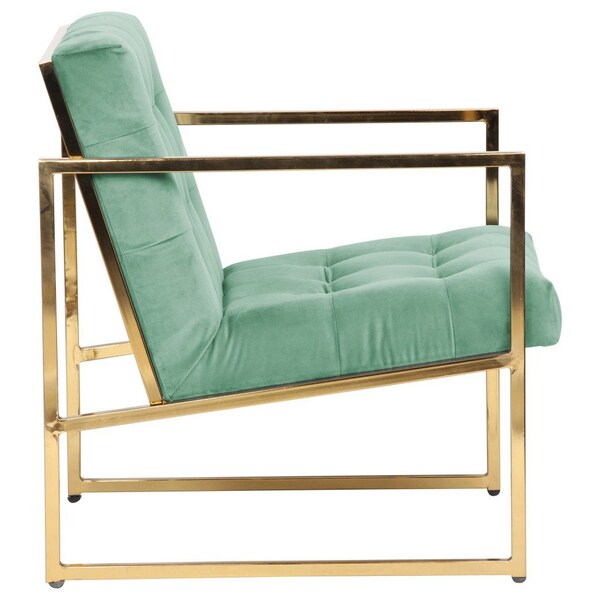 Leisuremod Lexington Tufted Velvet Accent Armchair with Gold Frame, Turquoise - LA18BU