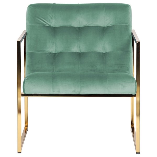 Leisuremod Lexington Tufted Velvet Accent Armchair with Gold Frame, Turquoise - LA18BU