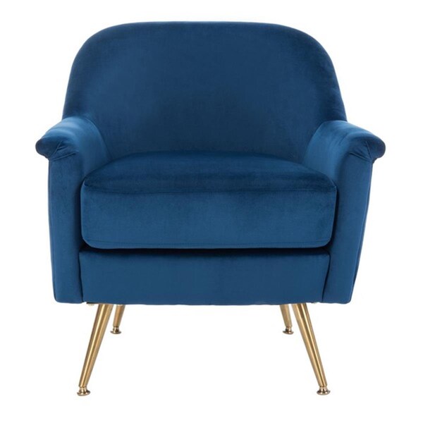 Safavieh 30.3 x 28.4 x 31.1 in. Brienne Mid Century Arm Chair, Navy & Brass - ACH4506C