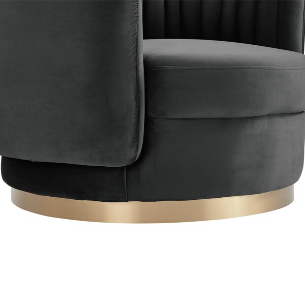 Armen Living Davy Dark Gray Velvet Swivel Accent Chair - LCDVCHGREY