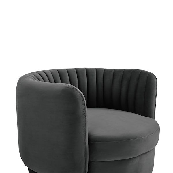 Armen Living Davy Dark Gray Velvet Swivel Accent Chair - LCDVCHGREY