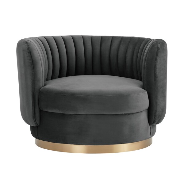 Armen Living Davy Dark Gray Velvet Swivel Accent Chair - LCDVCHGREY