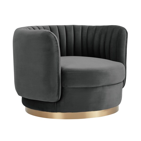 Armen Living Davy Dark Gray Velvet Swivel Accent Chair - LCDVCHGREY