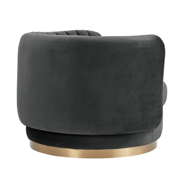 Armen Living Davy Dark Gray Velvet Swivel Accent Chair - LCDVCHGREY