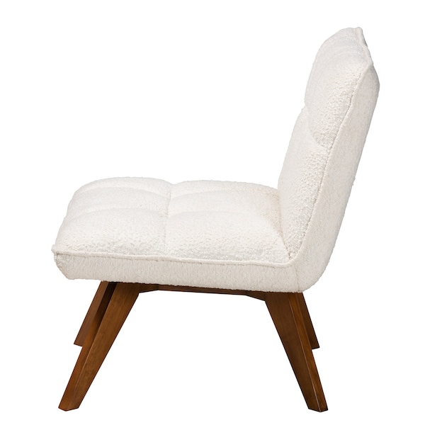 Baxton Studio Darielle Japandi Cream Boucle Fabric and Walnut Brown Finished Rubberwood Accent Chair - 228-12963-ZORO