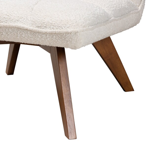 Baxton Studio Darielle Japandi Cream Boucle Fabric and Walnut Brown Finished Rubberwood Accent Chair - 228-12963-ZORO