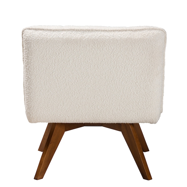 Baxton Studio Darielle Japandi Cream Boucle Fabric and Walnut Brown Finished Rubberwood Accent Chair - 228-12963-ZORO