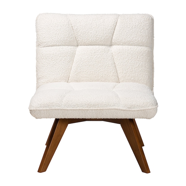 Baxton Studio Darielle Japandi Cream Boucle Fabric and Walnut Brown Finished Rubberwood Accent Chair - 228-12963-ZORO