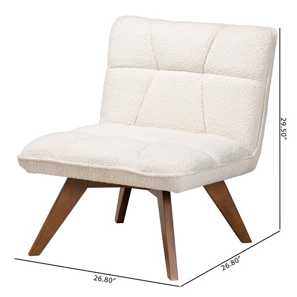 Baxton Studio Darielle Japandi Cream Boucle Fabric and Walnut Brown Finished Rubberwood Accent Chair - 228-12963-ZORO