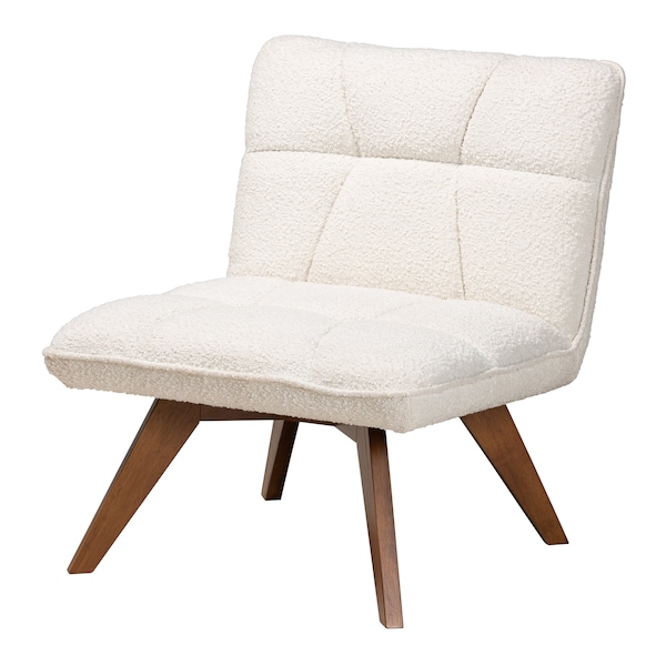Baxton Studio Darielle Japandi Cream Boucle Fabric and Walnut Brown Finished Rubberwood Accent Chair - 228-12963-ZORO
