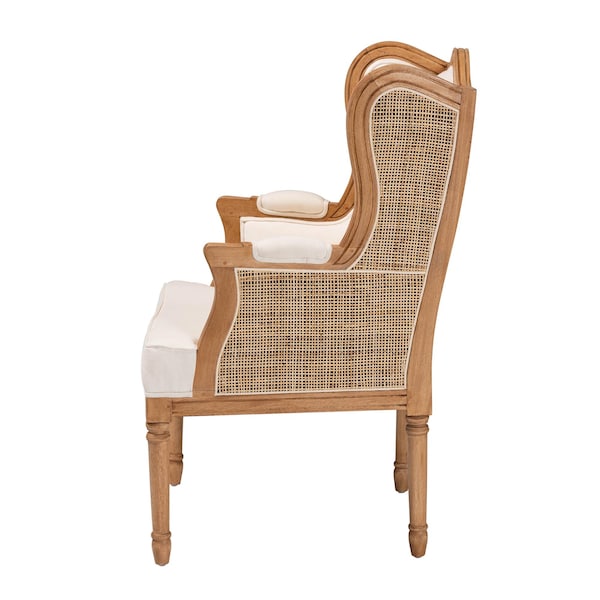 Bali & Pari Rachana Traditional French Beige Fabric and Honey Oak Finished Wood Accent Chair - 238-13386-ZORO