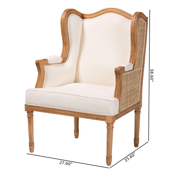 Bali & Pari Rachana Traditional French Beige Fabric and Honey Oak Finished Wood Accent Chair - 238-13386-ZORO