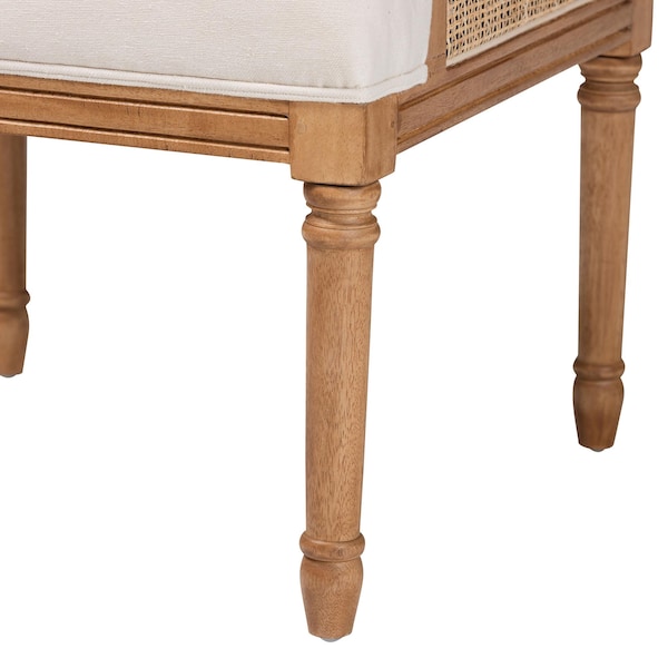 Bali & Pari Rachana Traditional French Beige Fabric and Honey Oak Finished Wood Accent Chair - 238-13386-ZORO