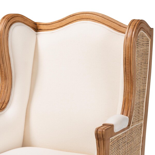 Bali & Pari Rachana Traditional French Beige Fabric and Honey Oak Finished Wood Accent Chair - 238-13386-ZORO