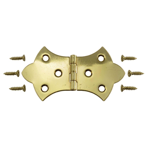 Midwest Fastener 1-11/16 x 3-1/16" Brass Plated Steel Ornamental Hinges 4PK - 37145