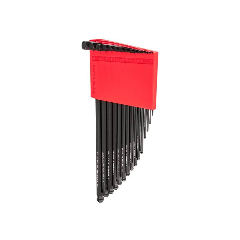 TEKTON Short Arm Ball End Hex L- Key Set with Holder, 15-Piece (1.3 mm to 10 mm) - KLX91213