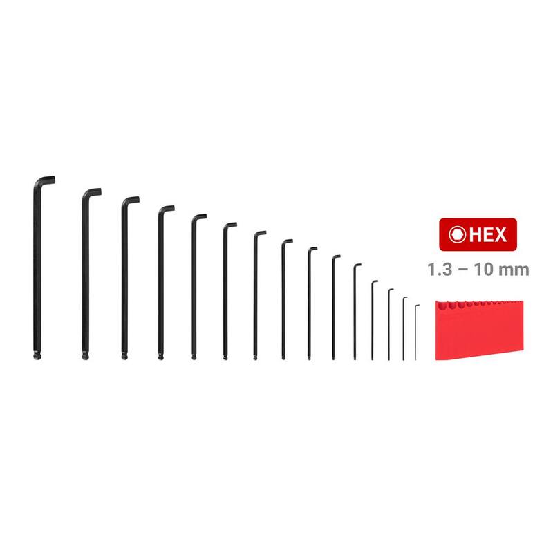 TEKTON Short Arm Ball End Hex L- Key Set with Holder, 15-Piece (1.3 mm to 10 mm) - KLX91213