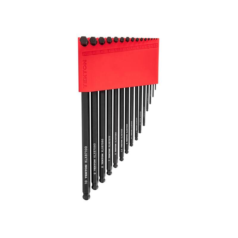 TEKTON Short Arm Ball End Hex L- Key Set with Holder, 15-Piece (1.3 mm to 10 mm) - KLX91213