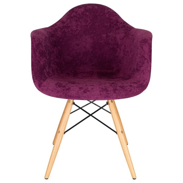 Leisuremod Willow Velvet Eiffel Wooden Base Accent Chair, Purple - W24VPR