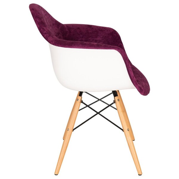 Leisuremod Willow Velvet Eiffel Wooden Base Accent Chair, Purple - W24VPR
