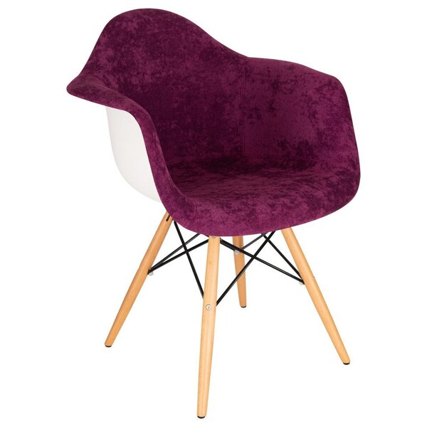 Leisuremod Willow Velvet Eiffel Wooden Base Accent Chair, Purple - W24VPR