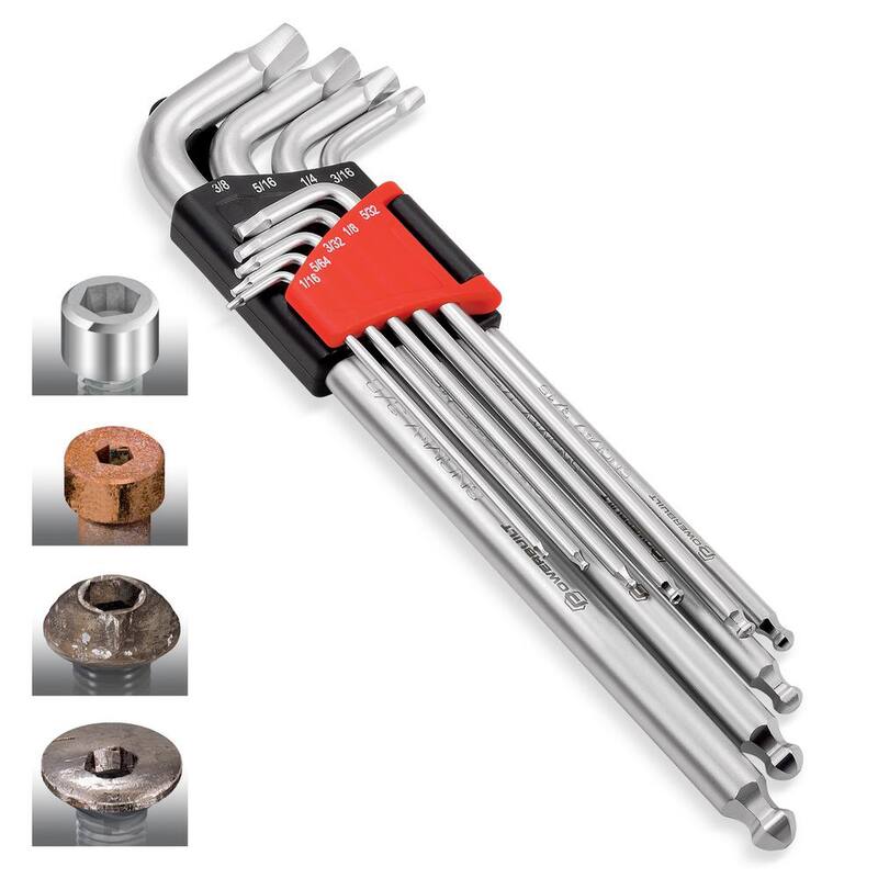 Powerbuilt 9-Piece Zeon SAE Hex Key Wrench Set for Damaged Fasteners - 240096