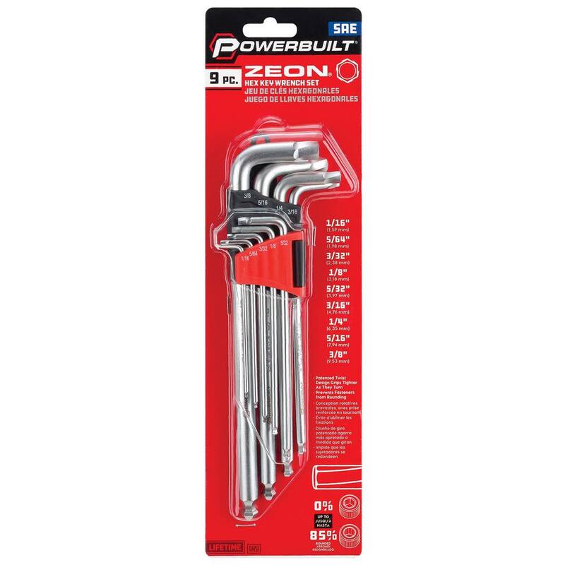 Powerbuilt 9-Piece Zeon SAE Hex Key Wrench Set for Damaged Fasteners - 240096