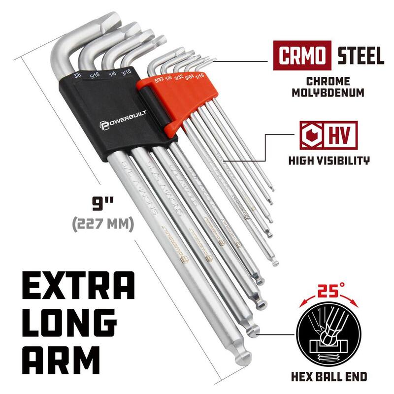 Powerbuilt 9-Piece Zeon SAE Hex Key Wrench Set for Damaged Fasteners - 240096