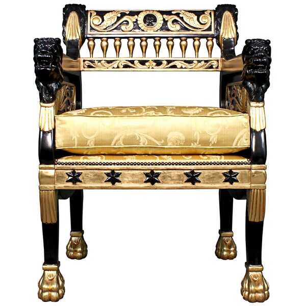Design Toscano Caesar's Royal Lions Hand-Carved Throne Chair - AF51422