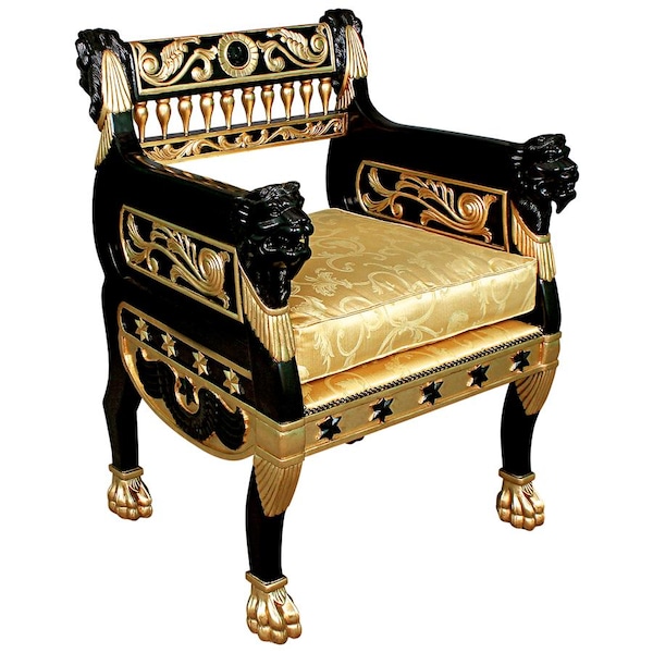 Design Toscano Caesar's Royal Lions Hand-Carved Throne Chair - AF51422