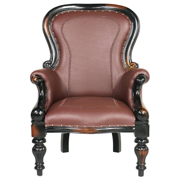 Design Toscano Victorian Rococo Faux Leather Wing Chair - AF71118
