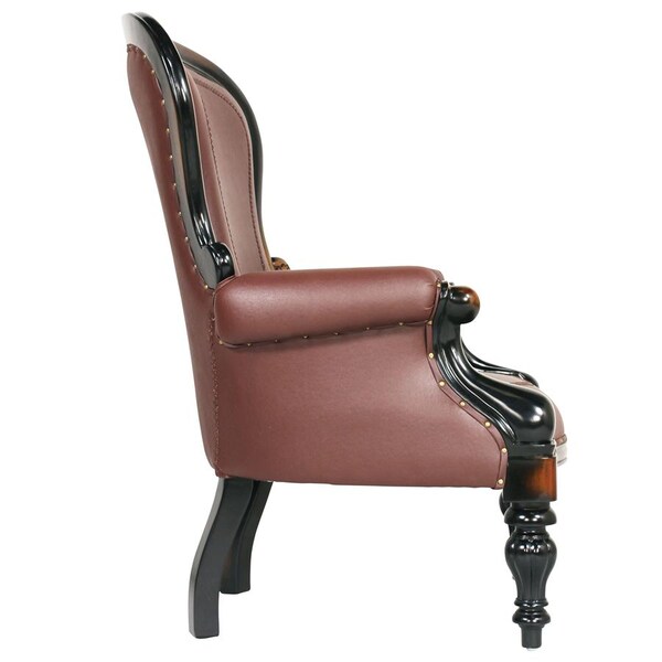 Design Toscano Victorian Rococo Faux Leather Wing Chair - AF71118