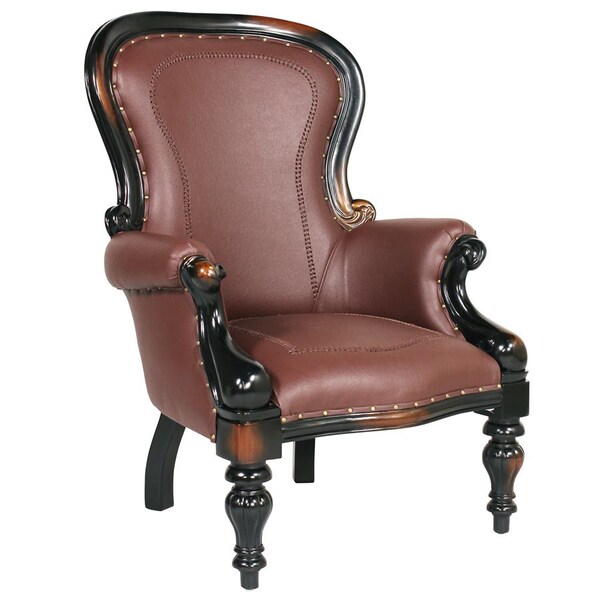 Design Toscano Victorian Rococo Faux Leather Wing Chair - AF71118