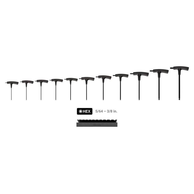 TEKTON Ball End Hex T-Handle Key Set with Stand, 11-Piece (5/64-3/8 in.) - KTX92101