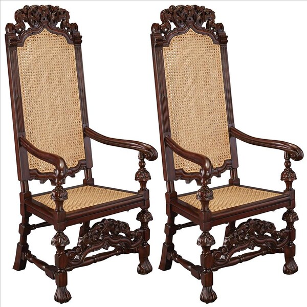 Design Toscano William and Mary Mahogany Armchair, PK 2 - AF91554