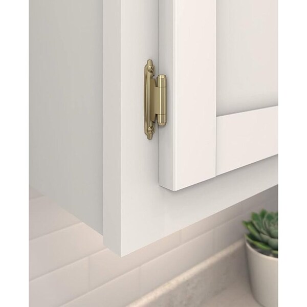 Amerock Cabinet Hinge, 105 deg Hinge Opening, 3/8 in Inset, Self-Closing Close, Golden Champagne - BPR3428BBZ