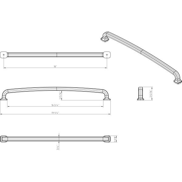 Jeffrey Alexander 18" Center-to-Center Satin Bronze Belcastel 1 Appliance Handle - MO6373-18SBZ
