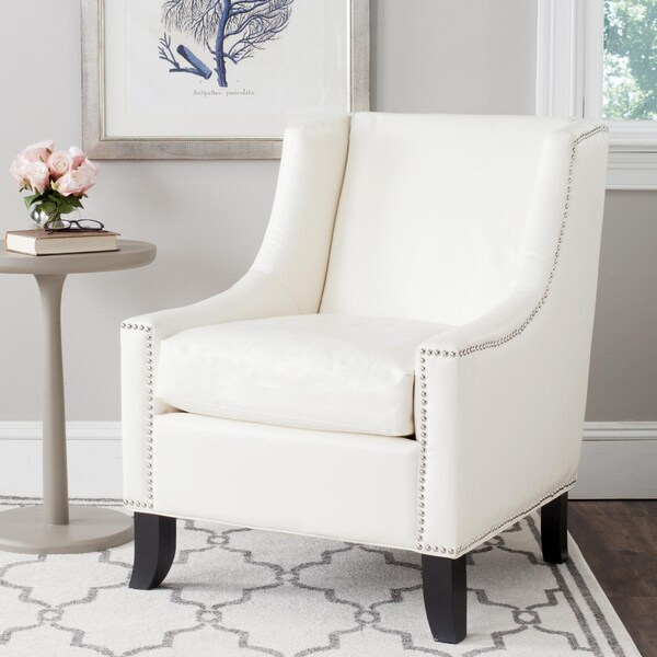 Safavieh Daniel Club Chair - Silver Nail Heads, Off White - MCR4733B